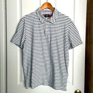 Scotch & Soda Black and White Striped Polo Shirt